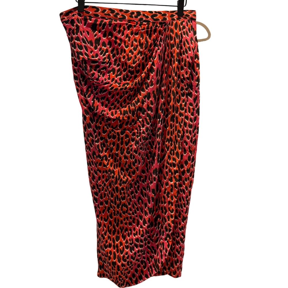 Zadig & Voltaire Skirt 100% Silk Pink Leopard Print Size 42 10 Large NWT - Picture 6 of 11